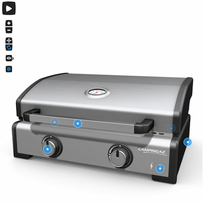 Affichage 3D de la plancha campingaz Master 2 Pro