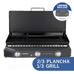 PLANCHA GAZ A POSER SORIO 3 LXD TWIN Couvercle charnières + housse